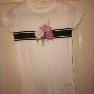 free state white xs see through flower shortsleeve